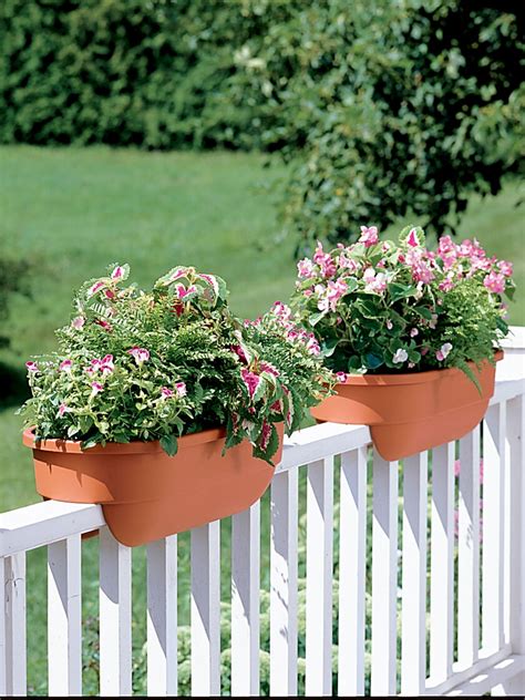 one peice metal flower box patio holder|Over Railing Flower Boxes Planters You'll Love .